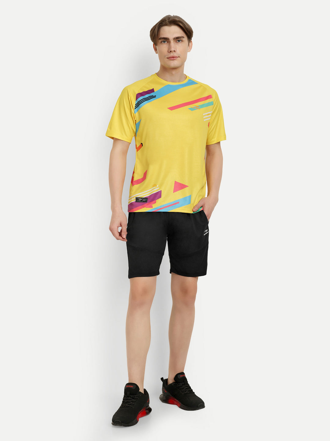 Yellow Printed Badminton Tshirt