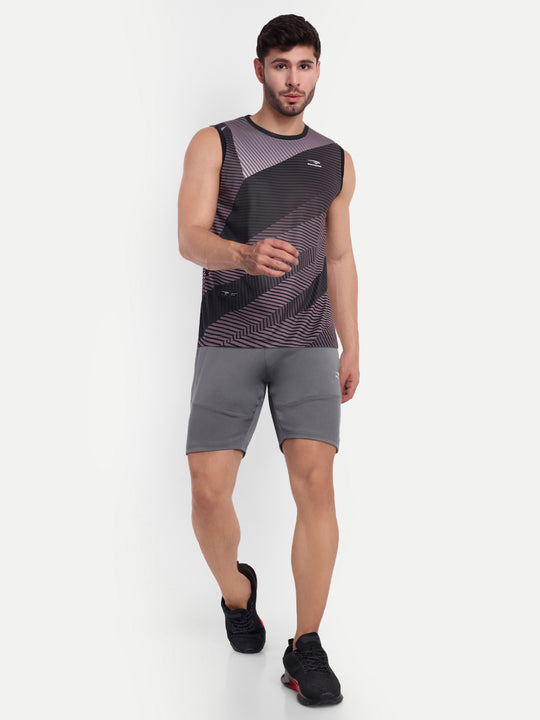 CARBON BLACK GRAPHIC SLEEVELESS TSHIRT -AERO TEE