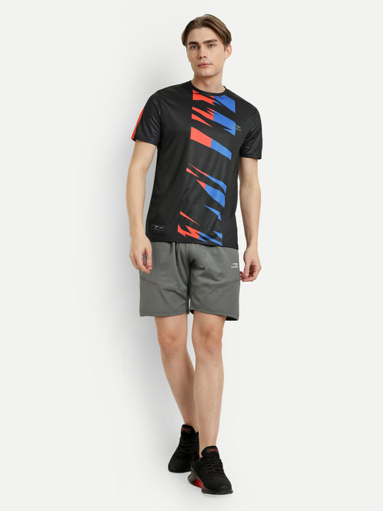 Black with Red & Navy Badminton Tshirt