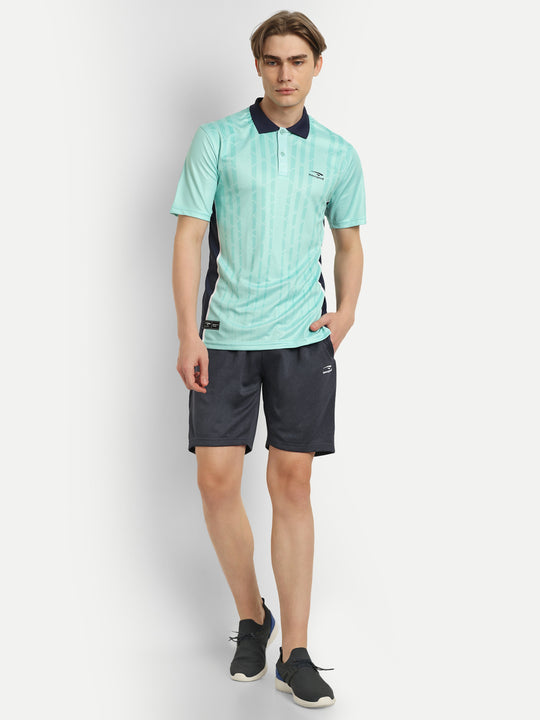 Neon Blue Polo badminton Tshirt