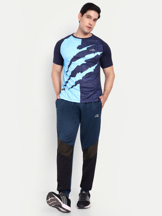 SKY AND NAVY REGLAN SLEEVE TEE