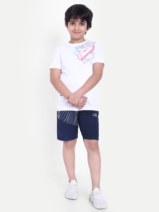 NAVY BLUE GRAPHIC PRINTED SHORTS - KIDS