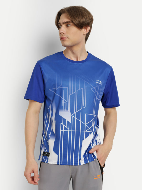 Royal Blue with White Badminton Tshirt