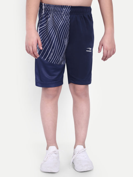 NAVY BLUE GRAPHIC PRINTED SHORTS - KIDS