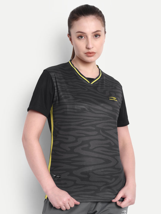 BLACK CAMOUFLAGE  CREW NECK TSHIRT - WOMEN