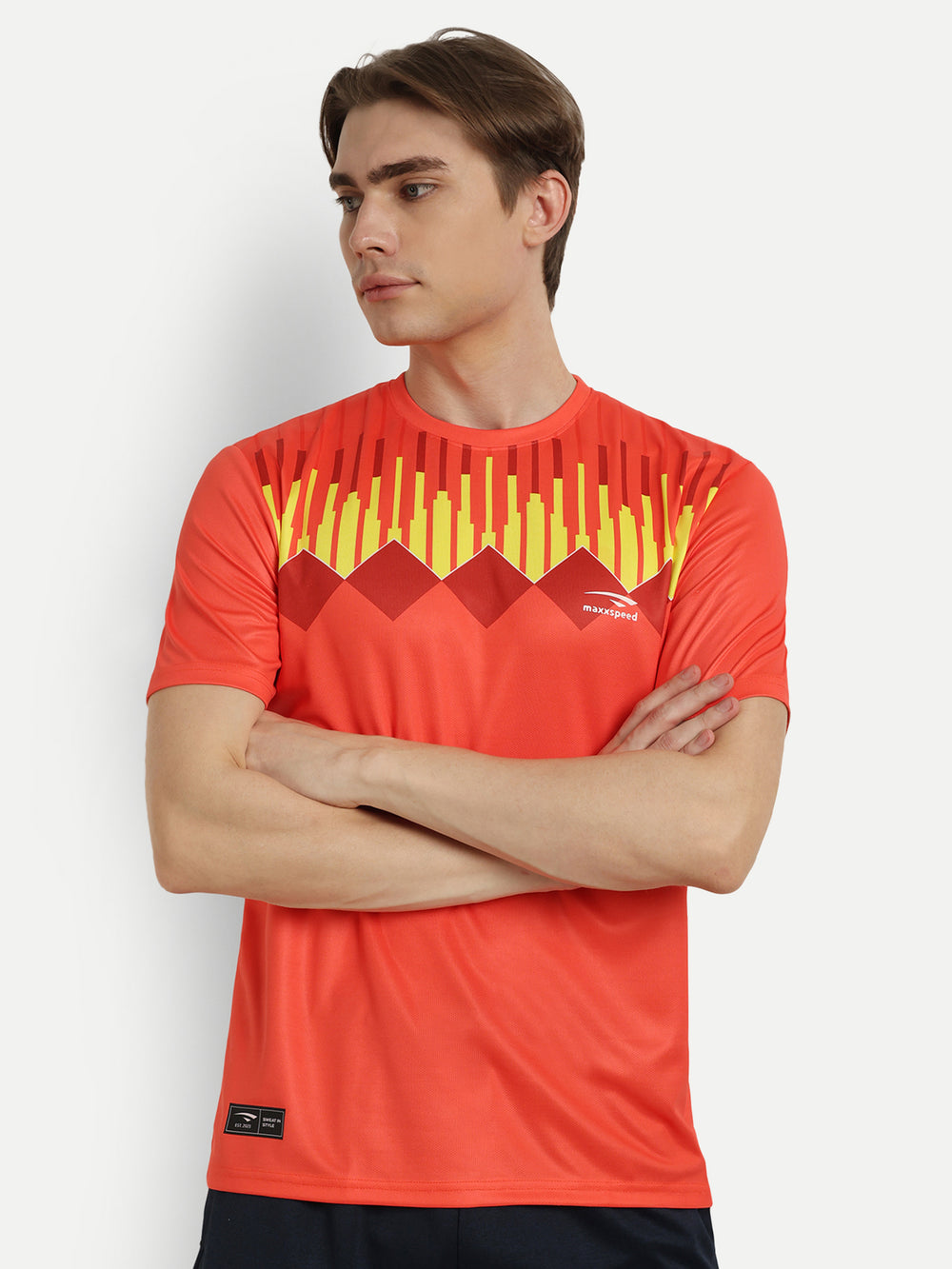 Orange & Red Mix Badminton Tshirt