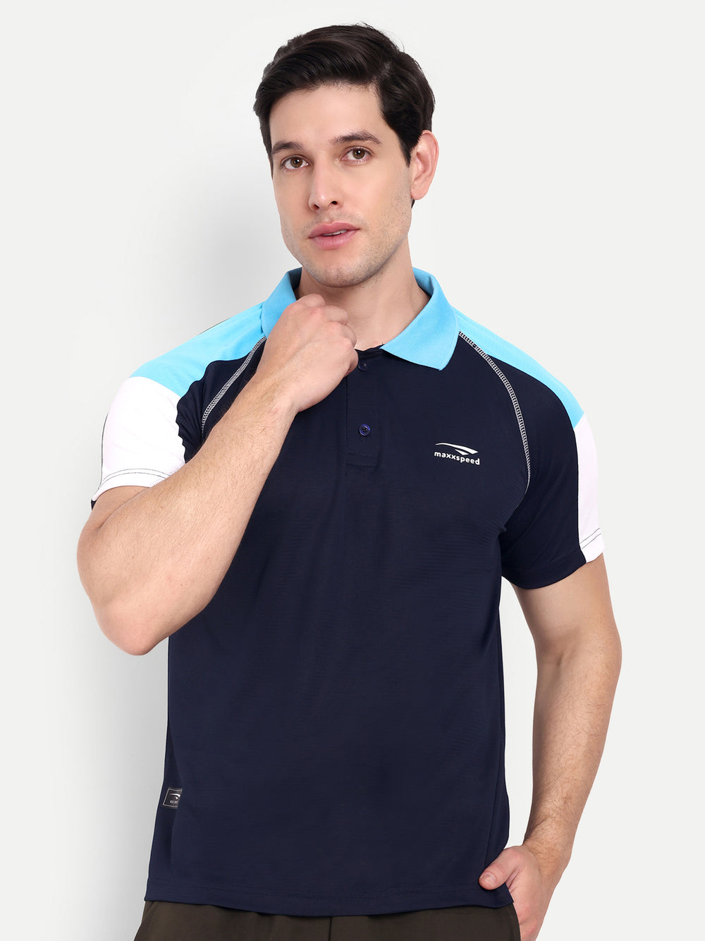 NAVY BLUE REGLAN SLEEVE POLO TEE