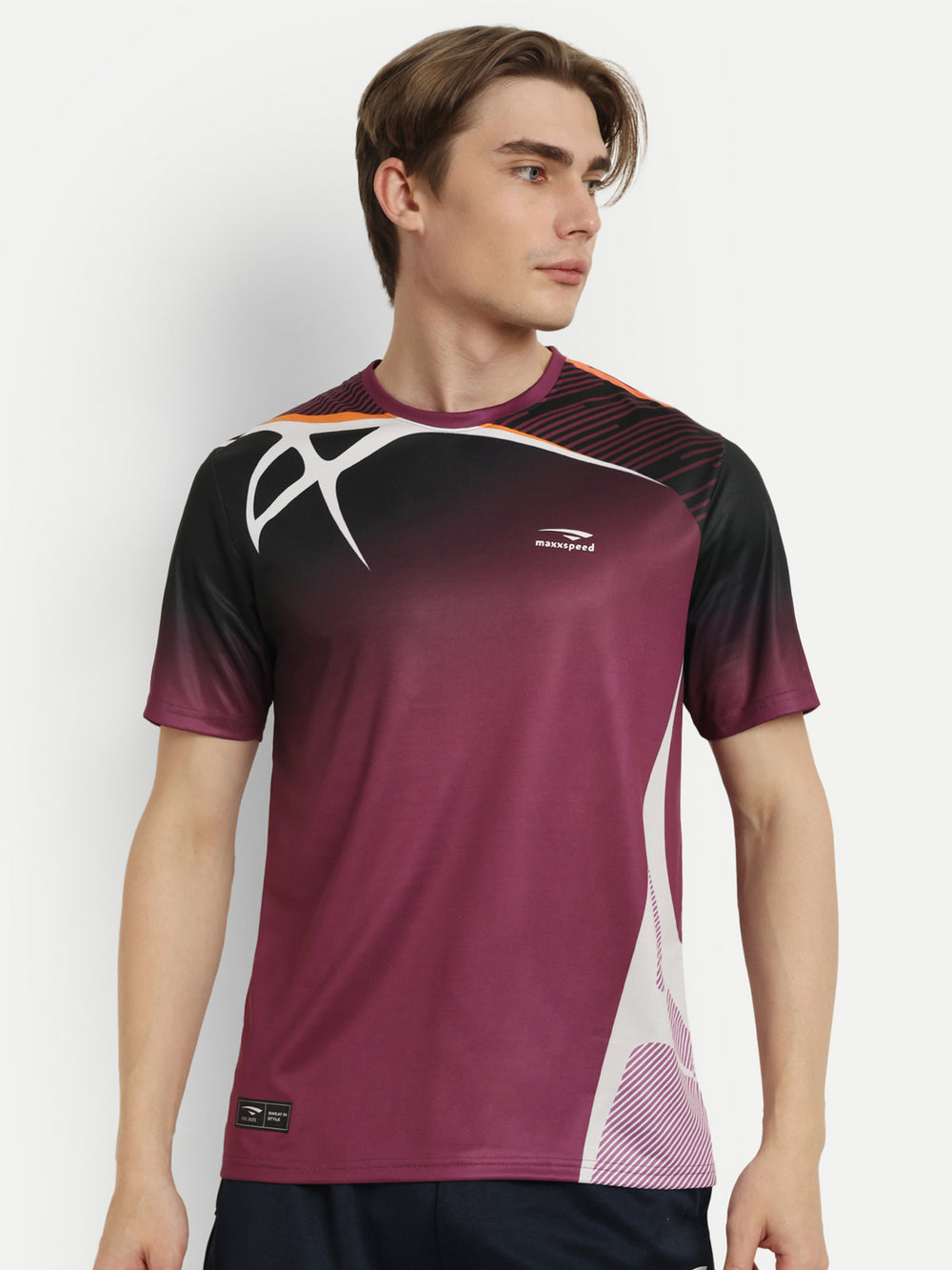 Maroon Graphics Badminton Tshirt