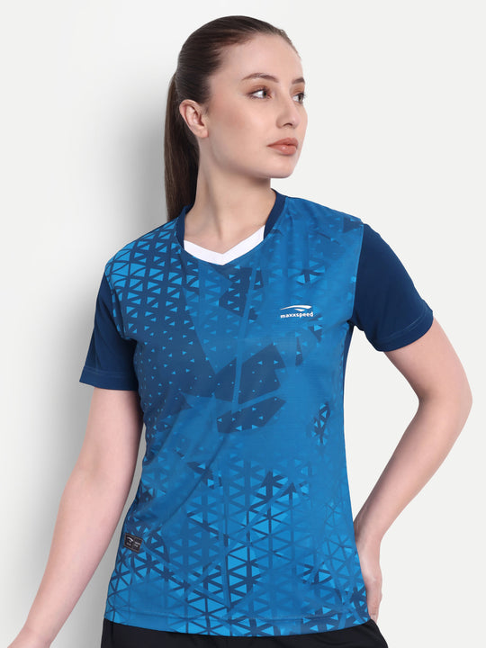 RAMA BLUE V NECK TEE - WOMEN