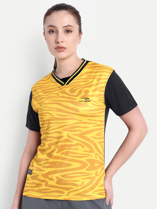 YELLOW CAMOUFLAGE CREW NECK TSHIRT - WOMEN