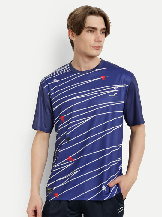 Blue & White Badminton Tshirt