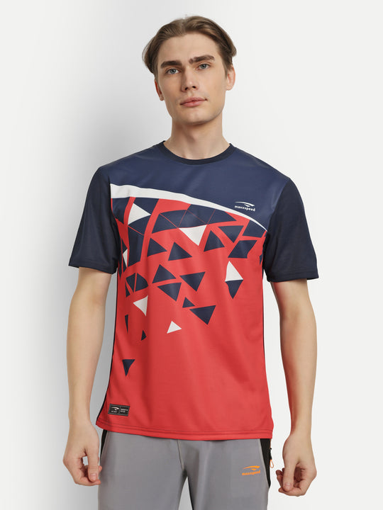 Blue with Red Badminton Tshirt