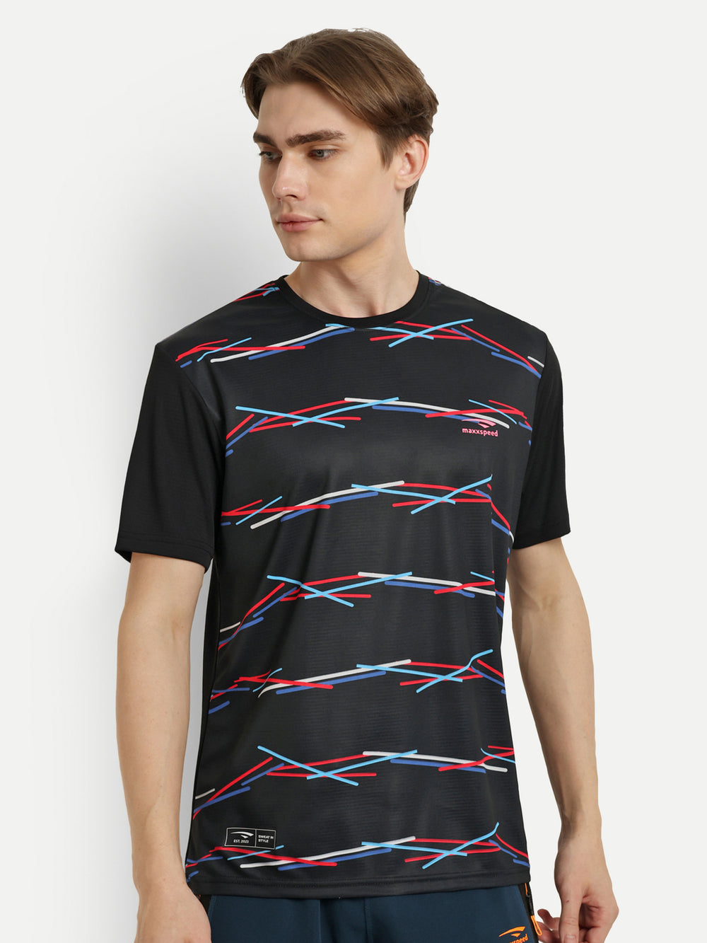 Black Graphic Badminton Tshirt