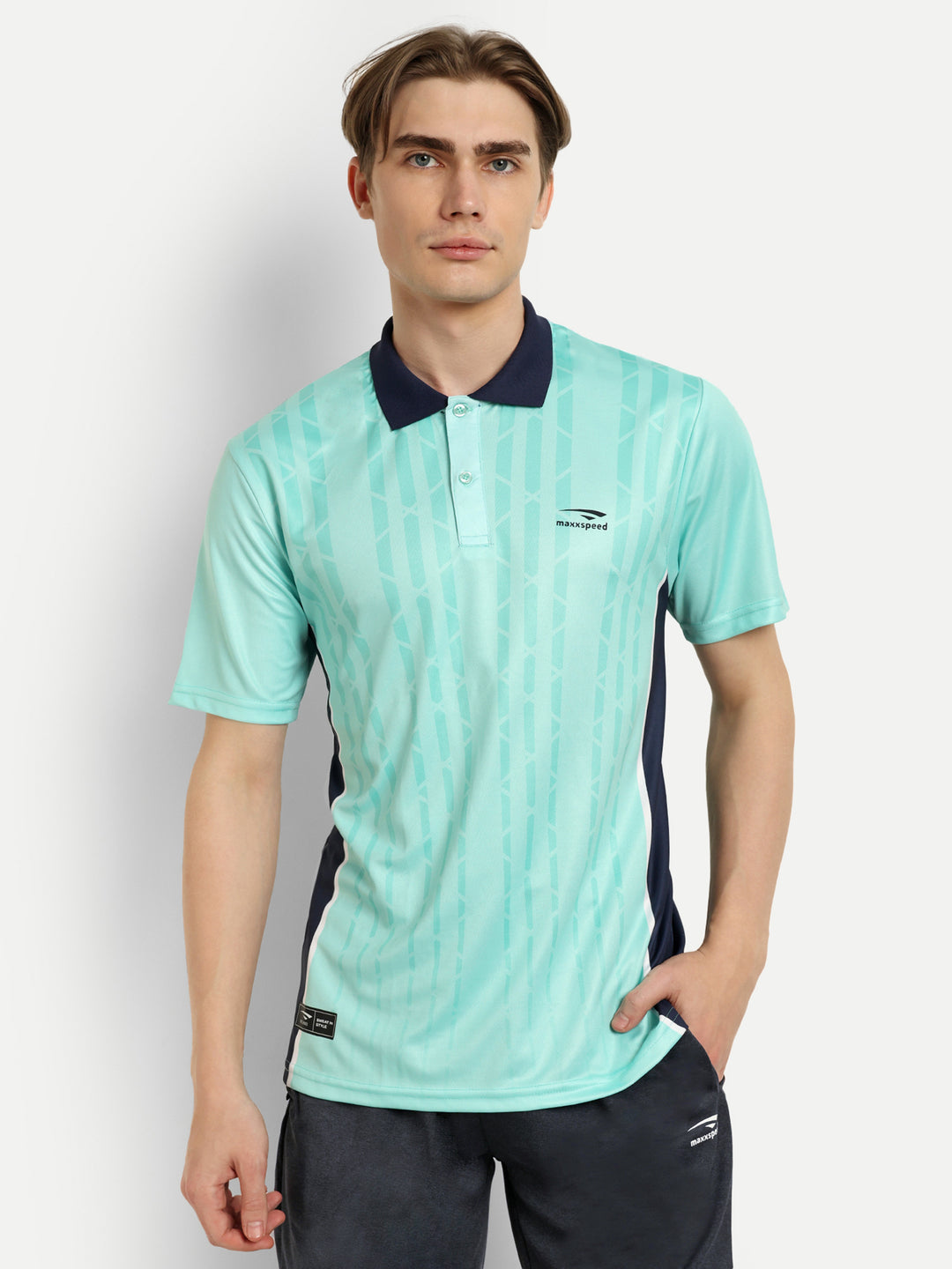 Neon Blue Polo badminton Tshirt