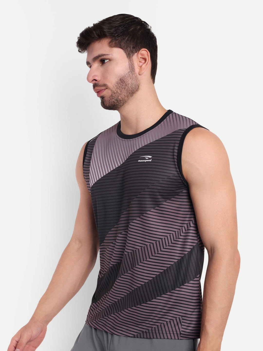 CARBON BLACK GRAPHIC SLEEVELESS TSHIRT -AERO TEE