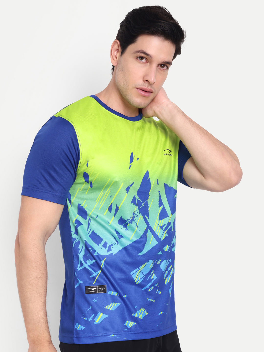 GREEN WITH ROYAL BLUE STRIPE TEE