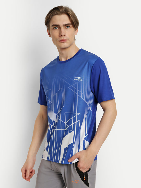 Royal Blue with White Badminton Tshirt