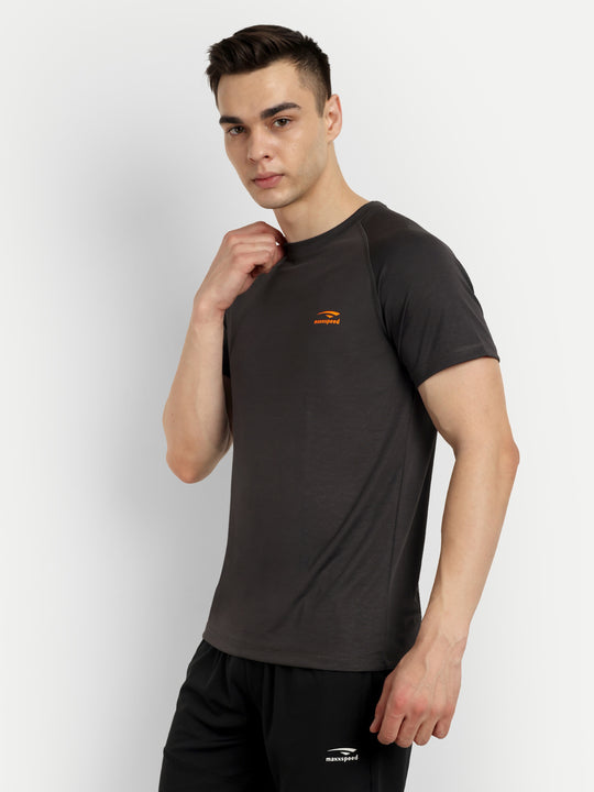 Dark Grey Plain Badminton Tshirt