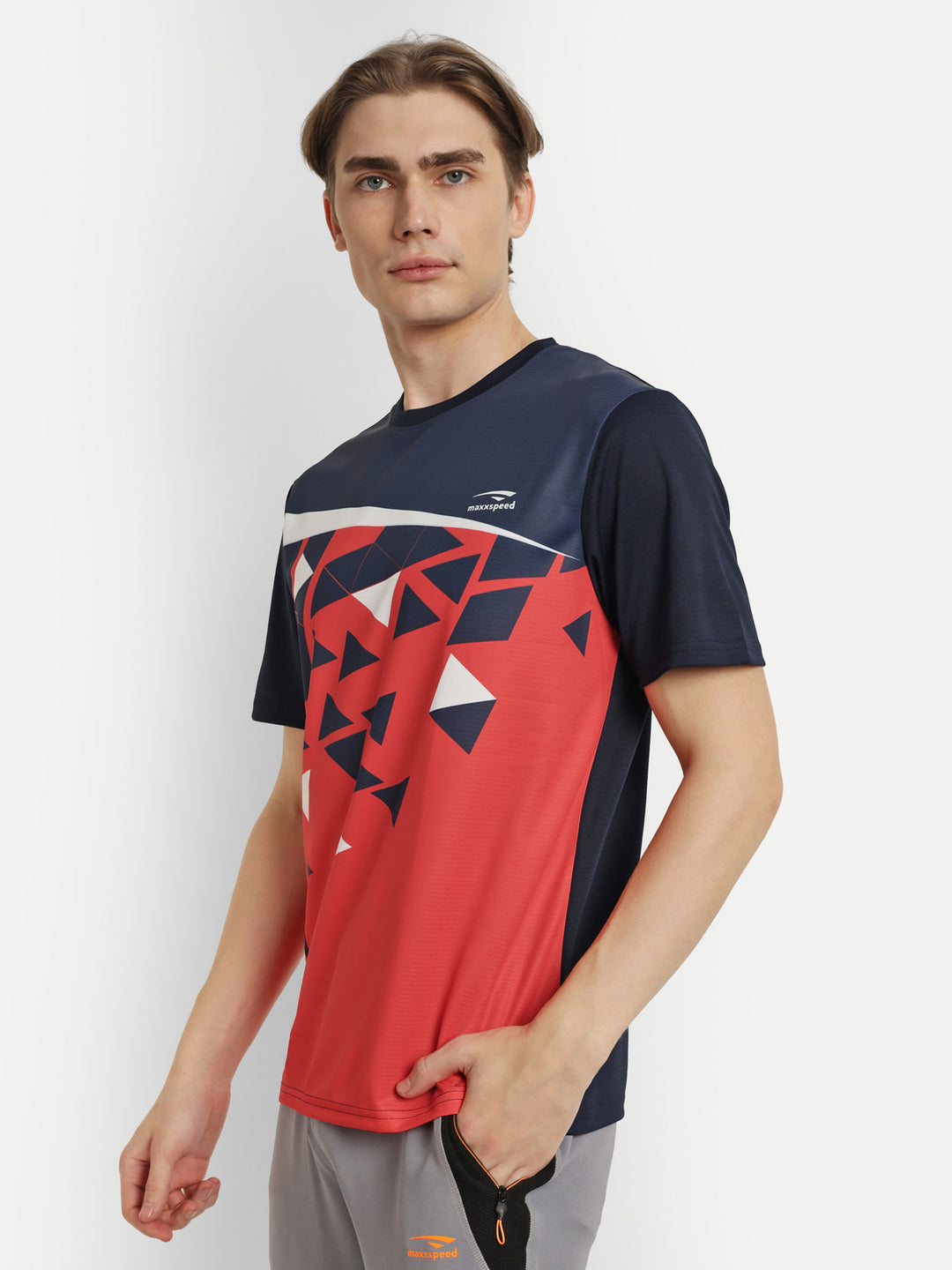 Blue with Red Badminton Tshirt