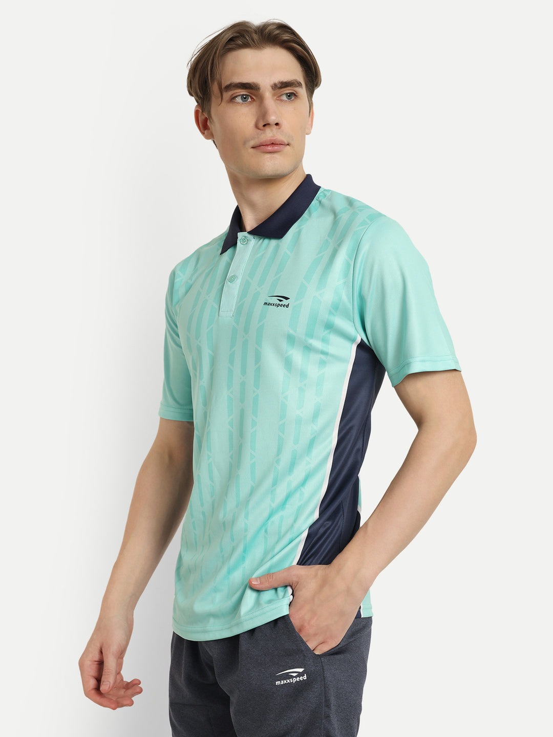 Neon Blue Polo badminton Tshirt