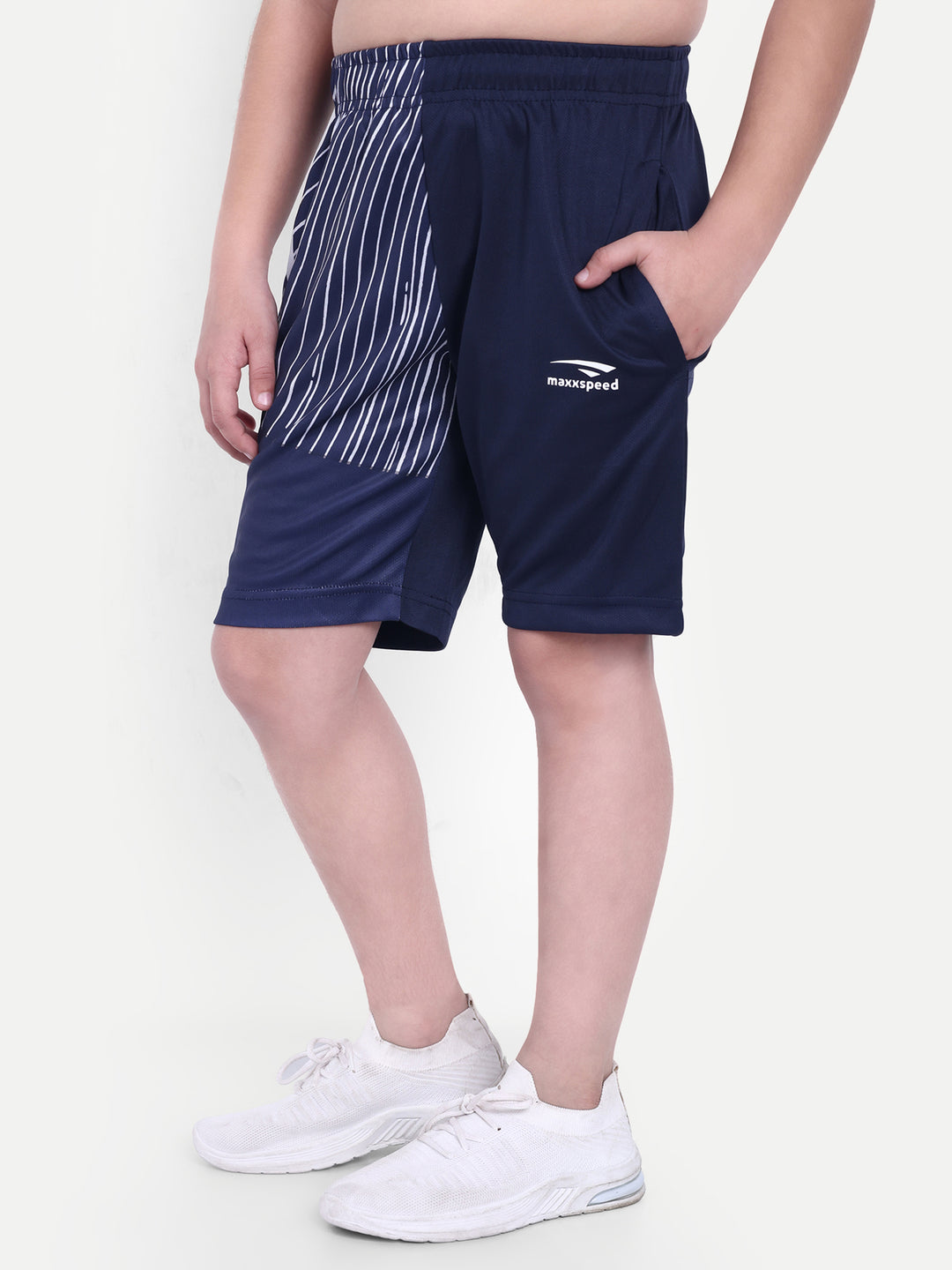 NAVY BLUE GRAPHIC PRINTED SHORTS - KIDS