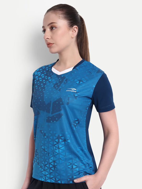 RAMA BLUE V NECK TEE - WOMEN