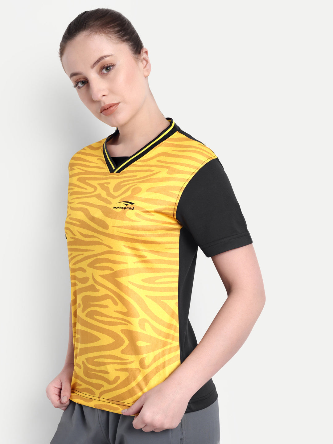 YELLOW CAMOUFLAGE CREW NECK TSHIRT - WOMEN