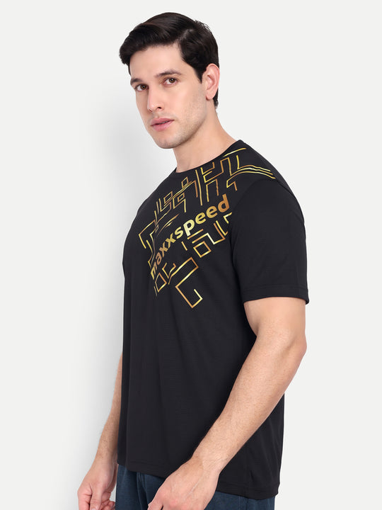 BLACK WITH GOLD GRAPHIC TEE