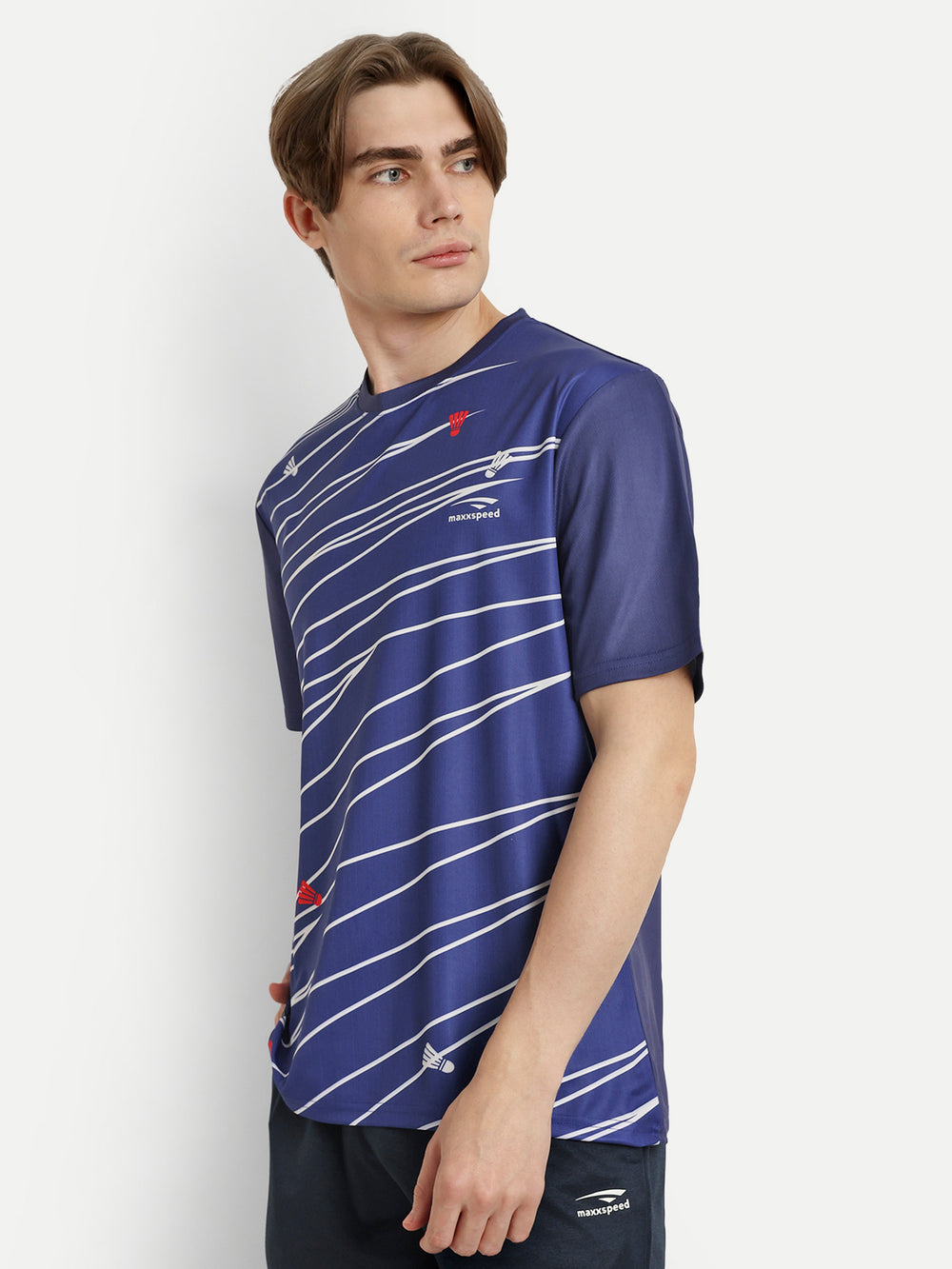 Blue & White Badminton Tshirt