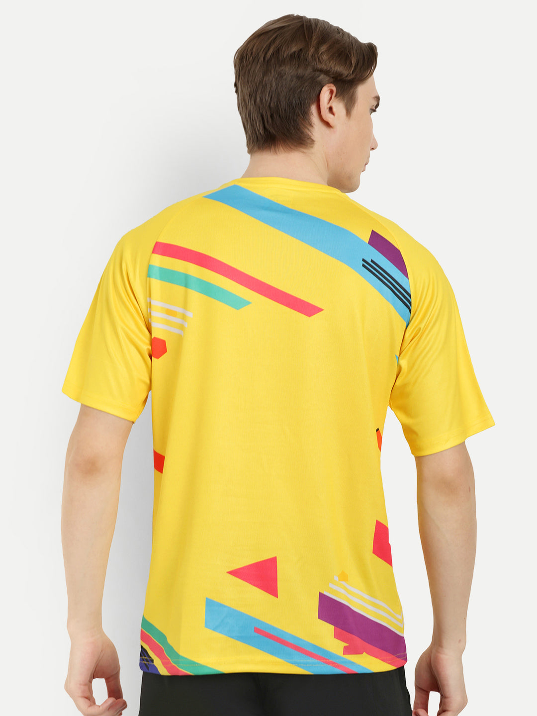 Yellow Printed Badminton Tshirt