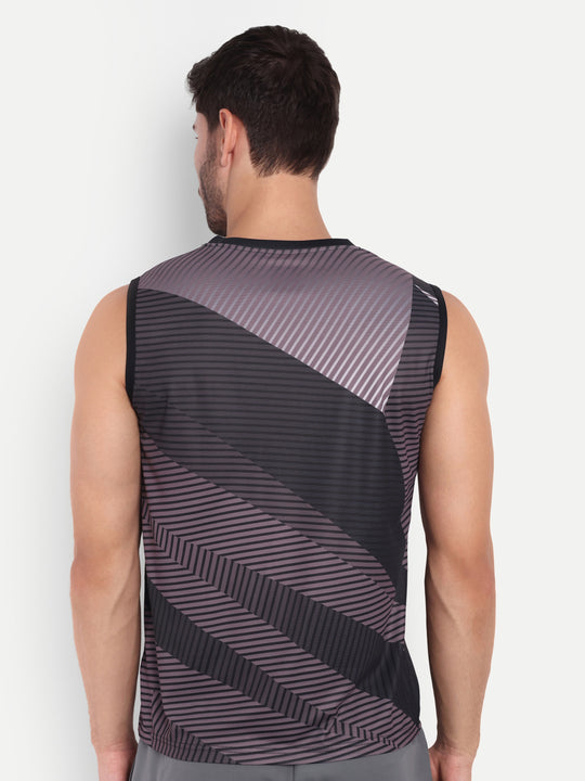 CARBON BLACK GRAPHIC SLEEVELESS TSHIRT -AERO TEE