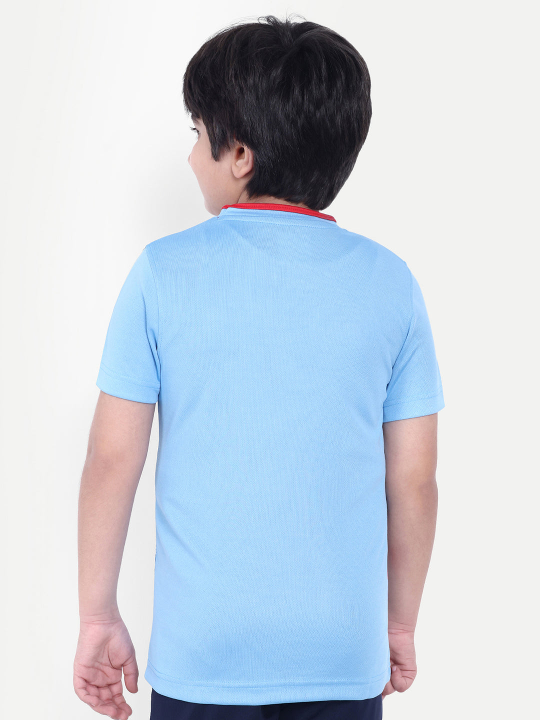 SKY BLUE TEE WITH RED TIPPING NECK - KIDS