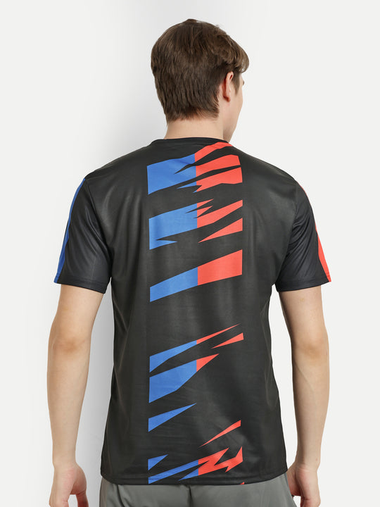 Black with Red & Navy Badminton Tshirt