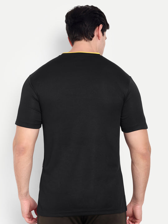 BLACK TEE WITH YELLOW TIPPING NECK