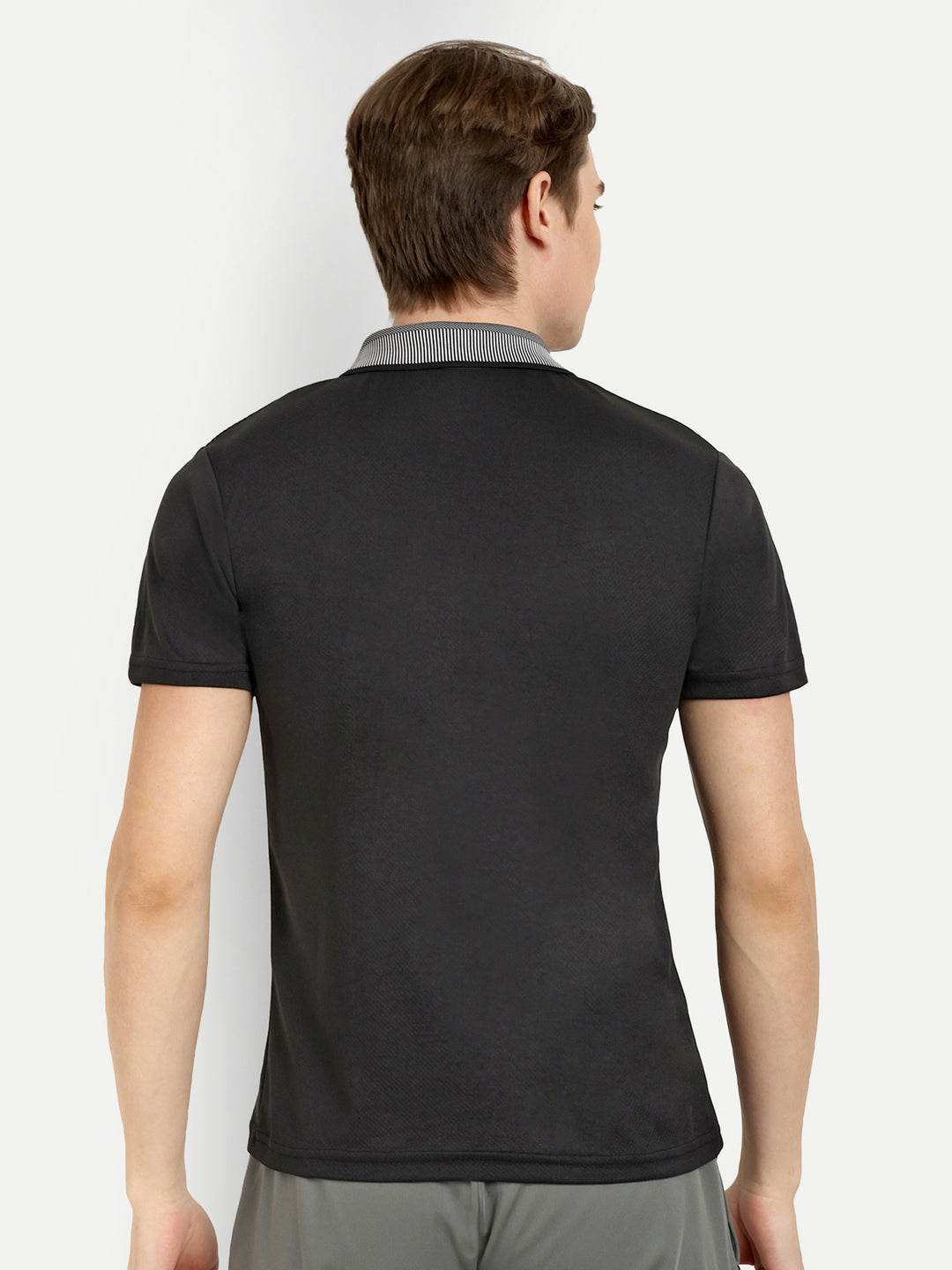 Black Plain Badminton Polo Tshirt