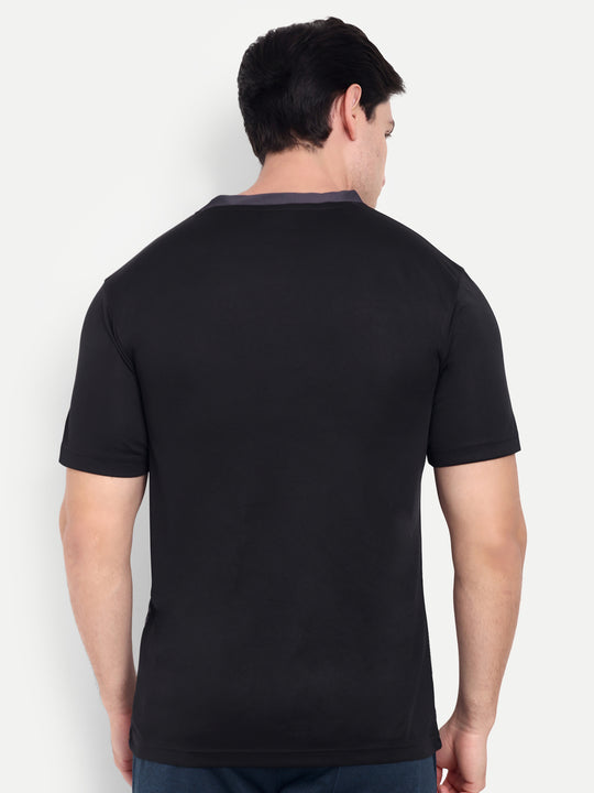 BLACK AND GREY V NECK TEE