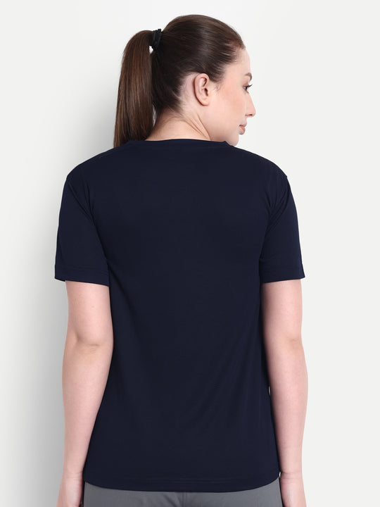 NAVY BLUE V NECK TEE - WOMEN