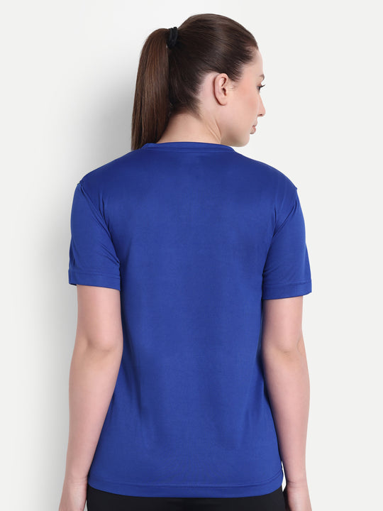 GREEN WITH ROYAL BLUE STRIPE TEE - WOMEN