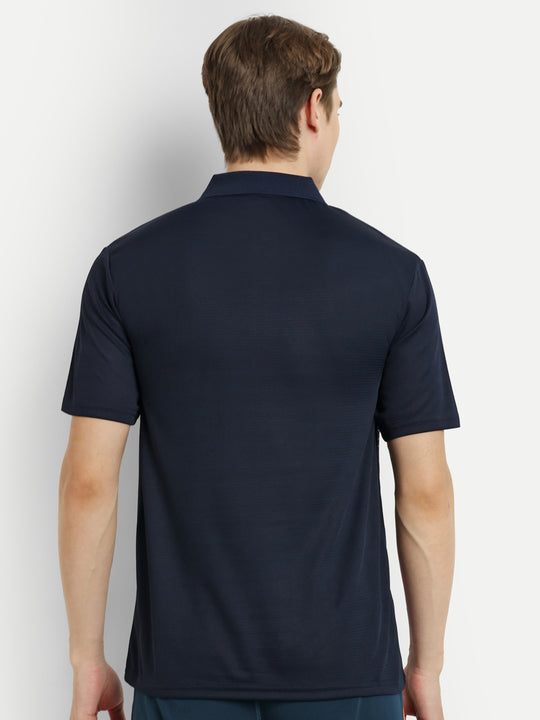 Navy Blue Graphics Badminton Tshirt