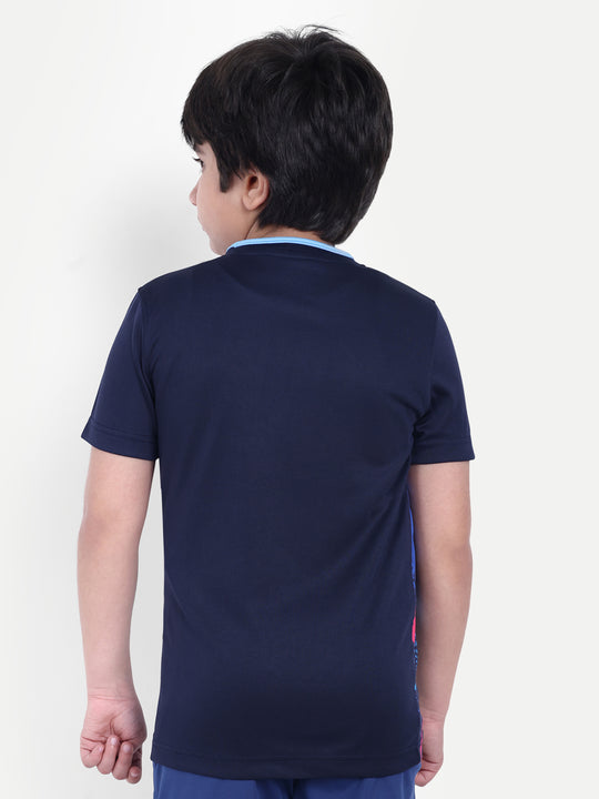 NAVY BLUE WITH SKY BLUE TIPPING NECK - KIDS