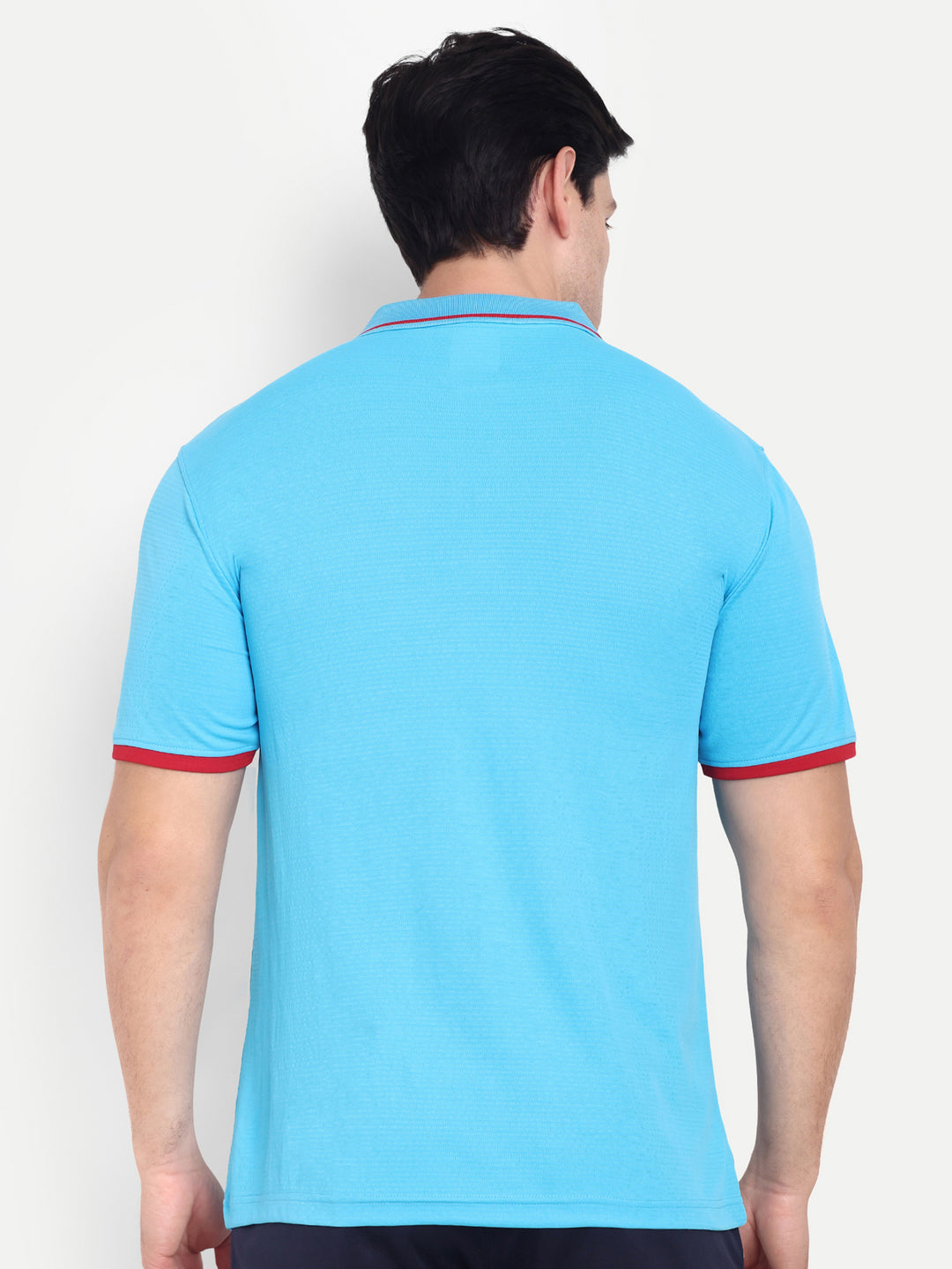 NEON BLUE EMBOSSED PRINT POLO TEE