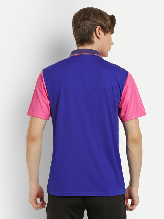 Pink & Royal blue Polo Badminton Tshirt