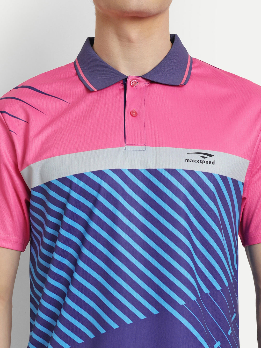 Pink & Royal blue Polo Badminton Tshirt