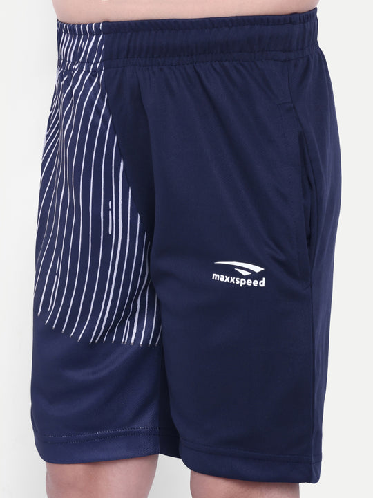 NAVY BLUE GRAPHIC PRINTED SHORTS - KIDS