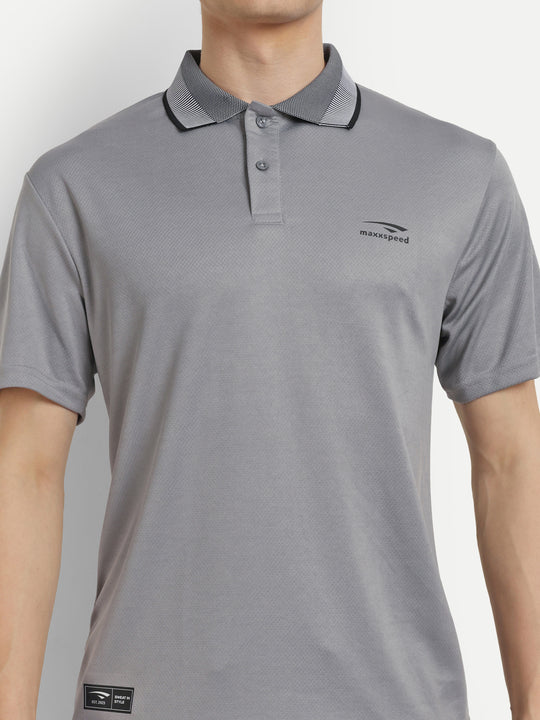 Light Grey Polo Badminton Tshirt