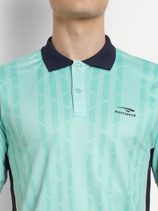 Neon Blue Polo badminton Tshirt