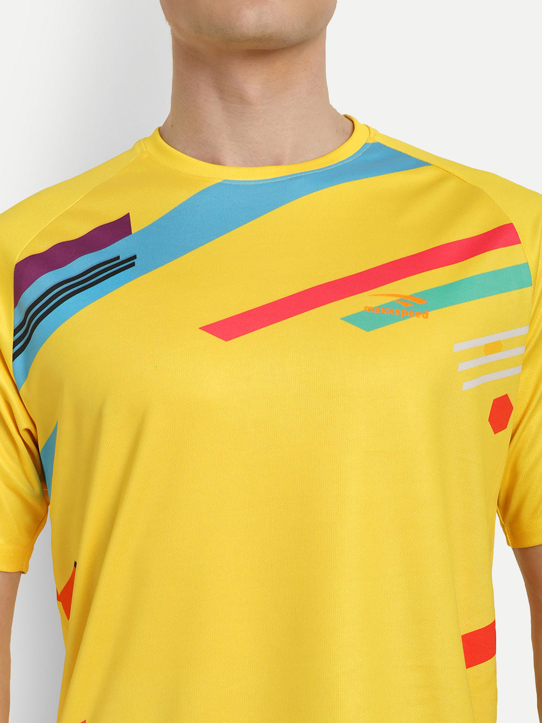 Yellow Printed Badminton Tshirt