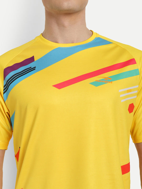 Yellow Printed Badminton Tshirt