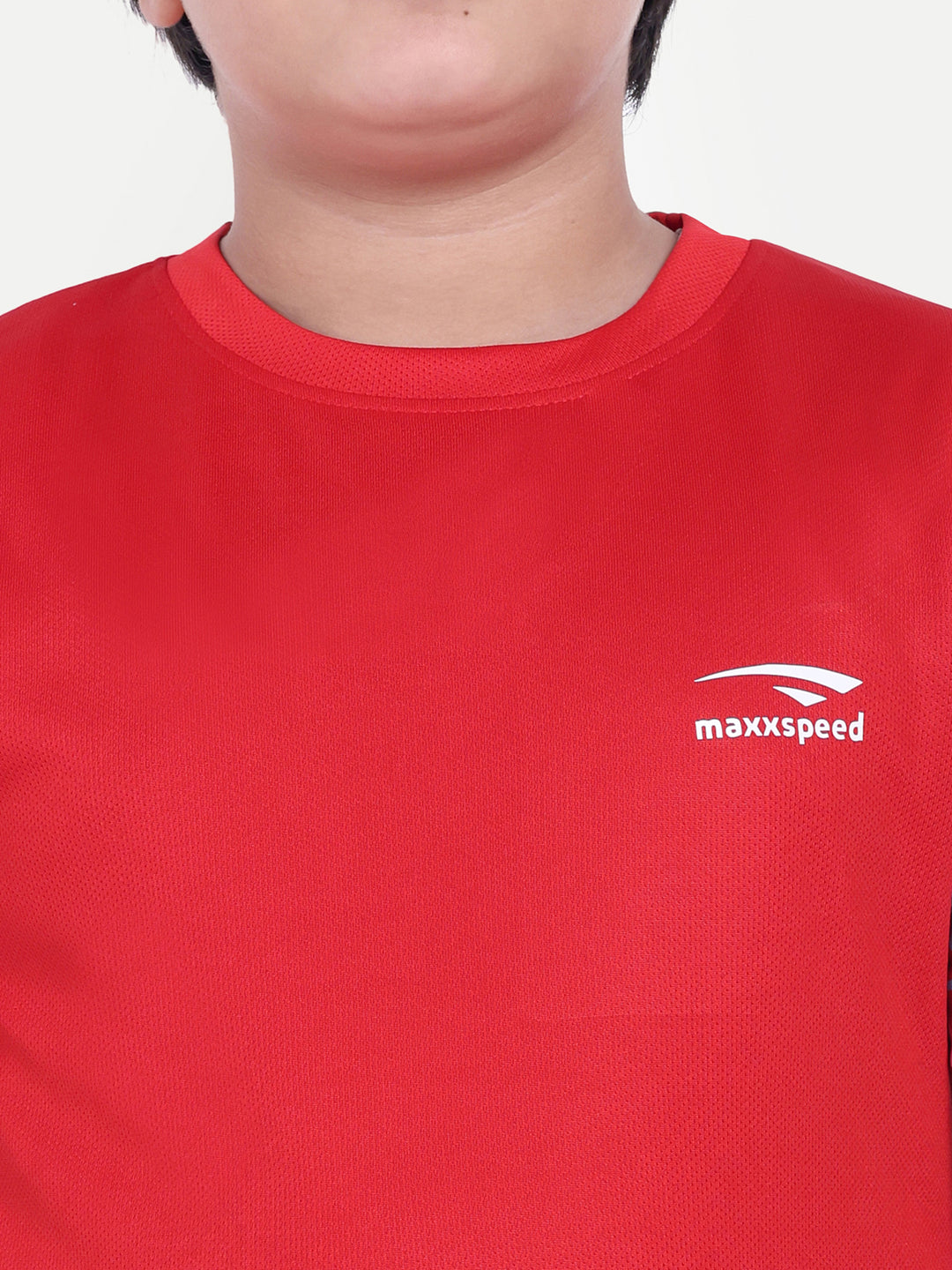 RED SOLID TEE WITH SLEEVE PRINT - KIDS