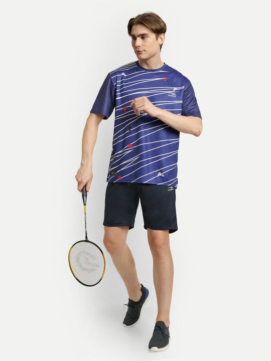 Blue & White Badminton Tshirt